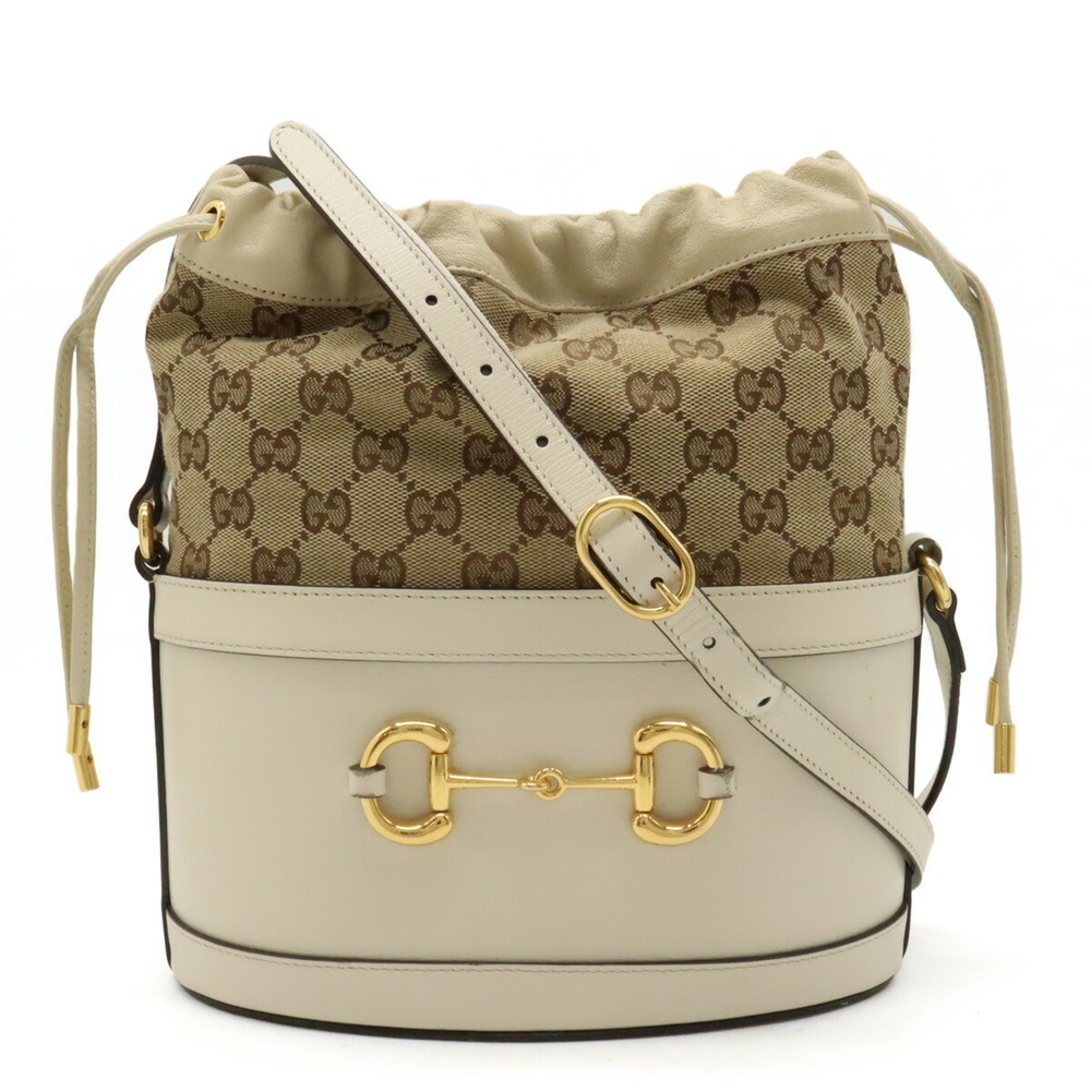 Gucci Bucket Horsebit GG Ivory Bag Leather - Picture 2 of 9